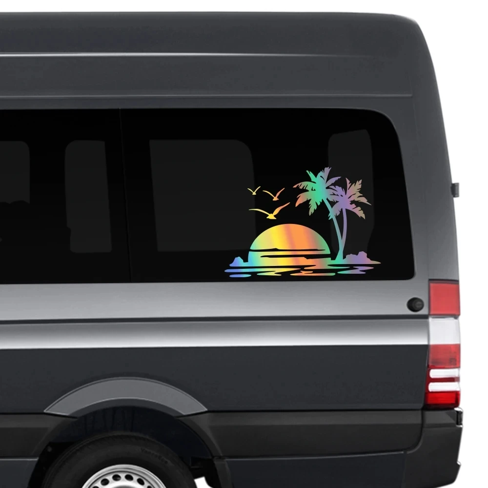 1Pc Palm Trees Camping Tropical Vinyl Sticker Waterproof Exterior Decal for RV SUV Camper Van Truck