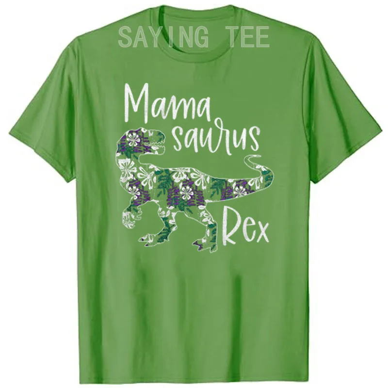 Women's Fashion Mama Saurus Rex T-Shirt Cute Mom Gift Funny Mommy Family Lovely Mothers Day Graphic Tee Dinosaur Lover Clothes