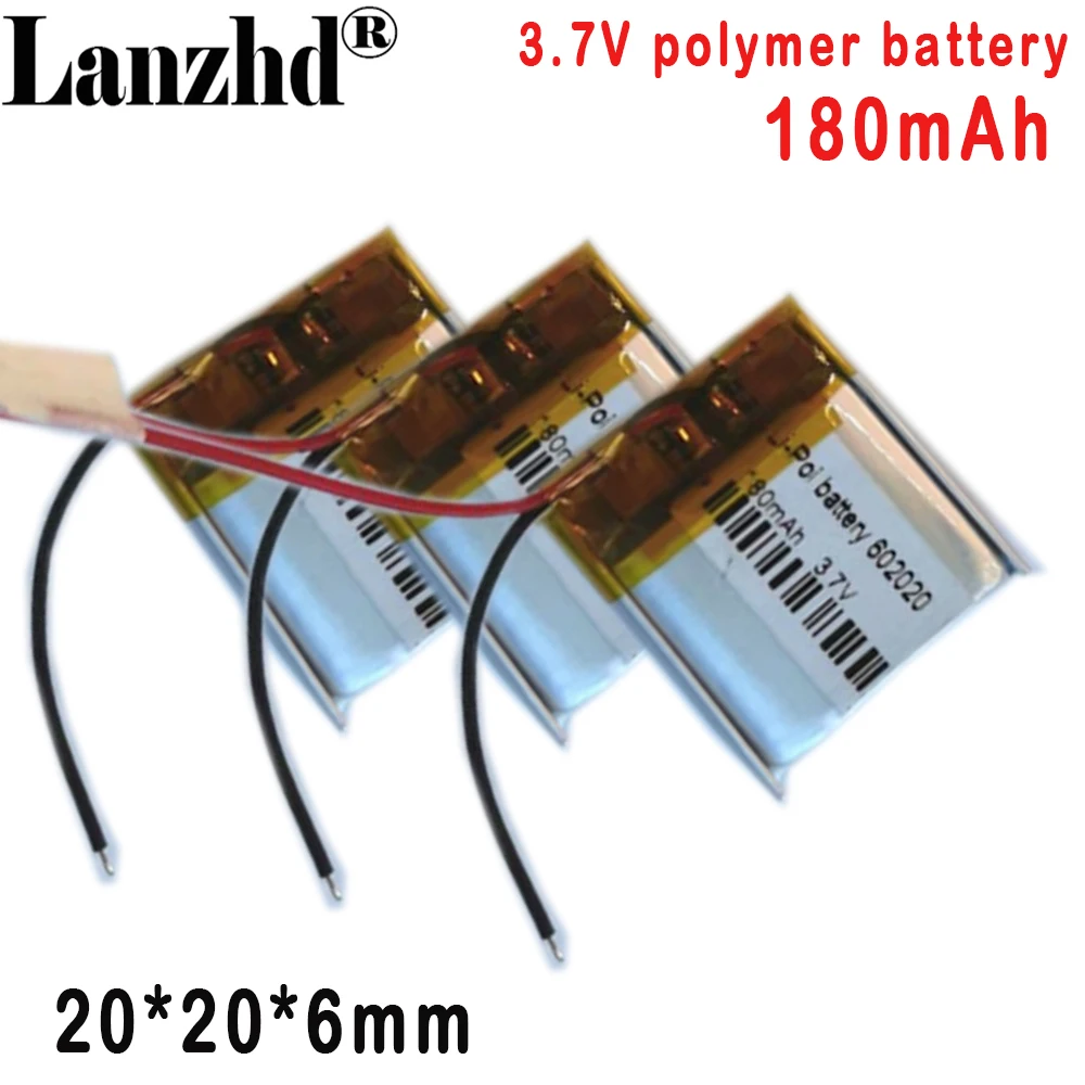 

602020 Li Polymer Lithium Battery 180MAH 3.7V For Smart watch driving record Bluetooth speaker Battery