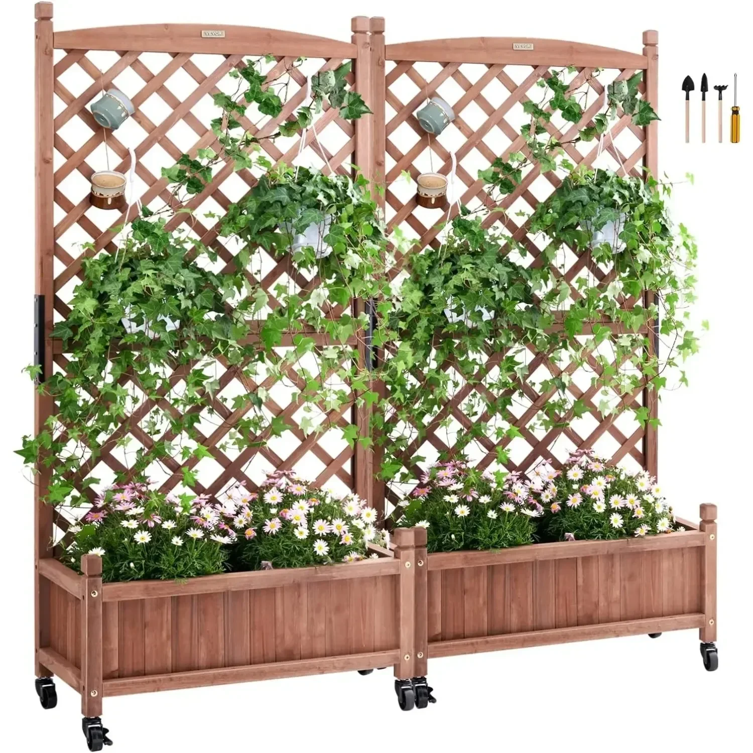 2PCS Wood Planter with Trellis, 60