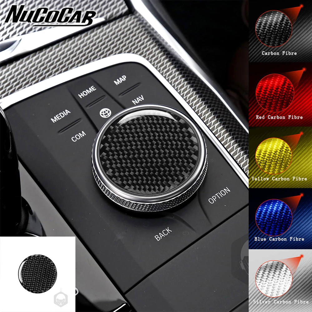 

For BMW 3 4 Series M4 G20 G28 2019-2021 Carbon Fiber Multimedia knob Panel Cover Car Interior Accessories Decorative Stickers