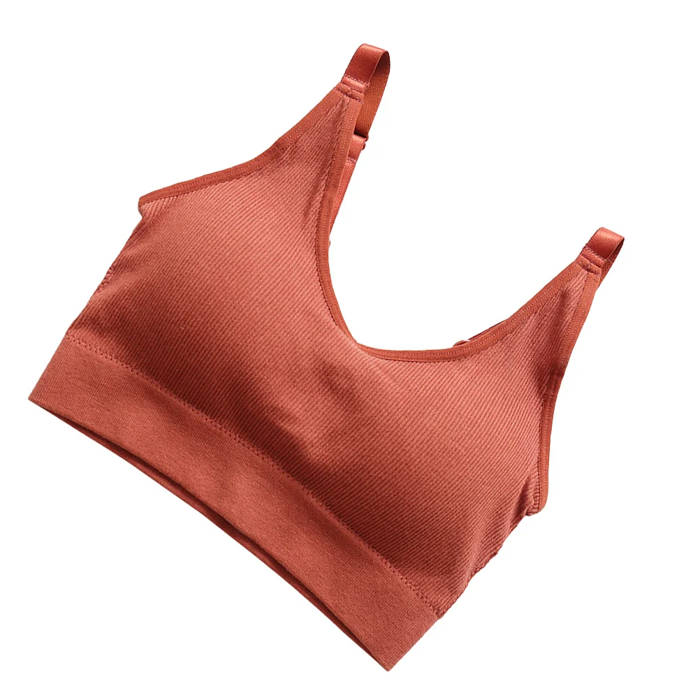 

Women Sports Bra Brown Breathable Shockproof Comfort Texture Yoga Gym Workout Fitness Tops Running Exercise Activewear