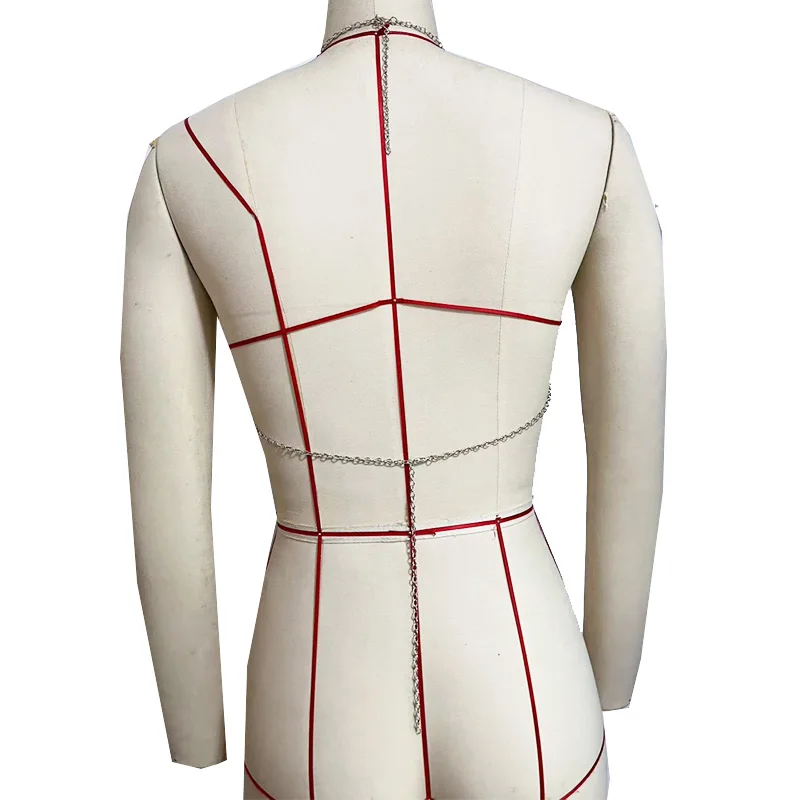 المرأة مثير ملابس السباحة الشاطئ الجوف خارج عارية الذراعين شرابة سبيكة حجر الراين الصليب قلادة المحاصيل الأعلى الخصر سلسلة حزب بيكيني #6