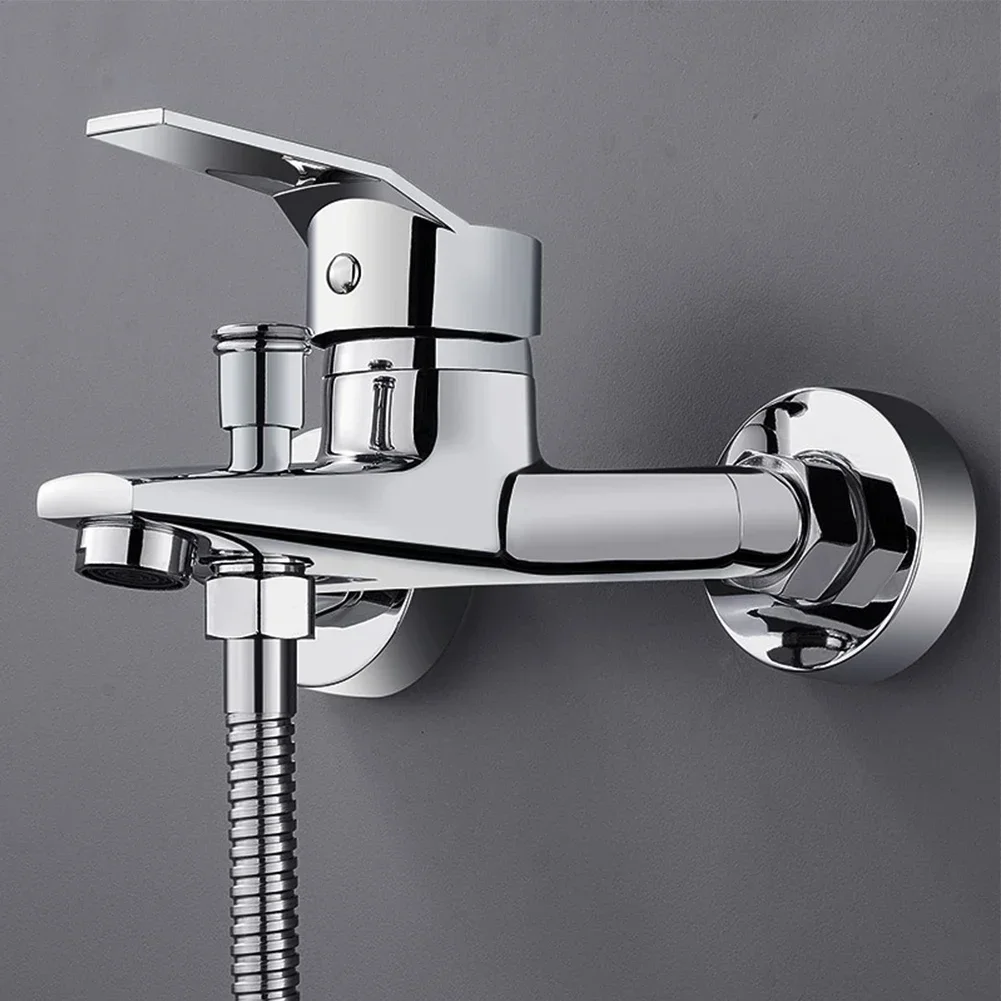 Bathroom Faucets Wall Mounted Basin Hot Cold Water Mixer Tap Kitchen Stopcock Replacement With Two Water Outlet Hole Zinc Alloy