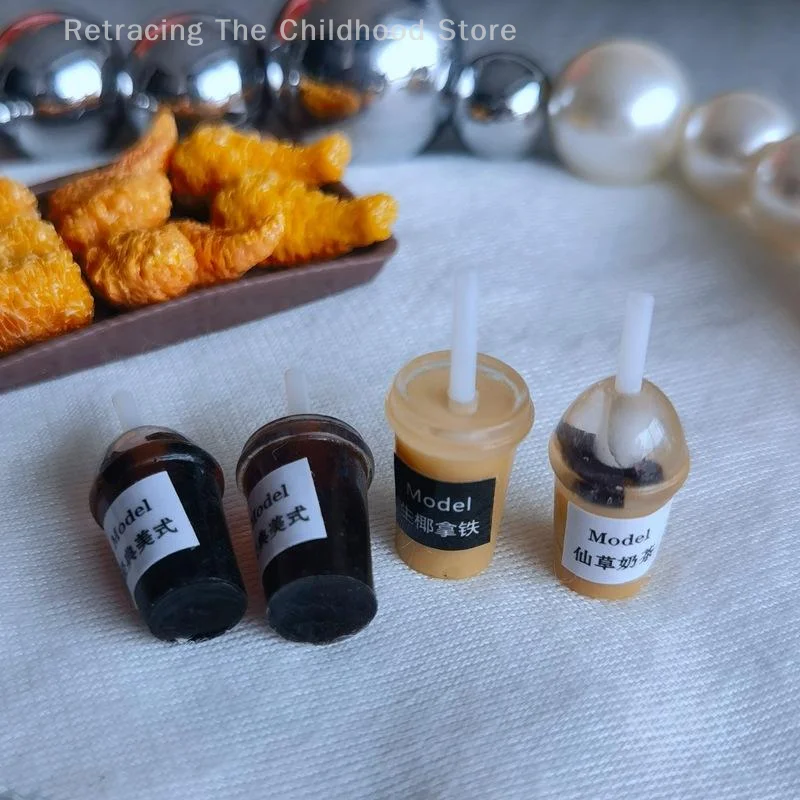 1 ชิ้น 1/12 ตุ๊กตาจําลองกาแฟ Latte เครื่องดื่มเครื่องประดับของเล่น Dollhouse Miniature Kitchen อาหารอุปกรณ์ตกแต่งของเล่น