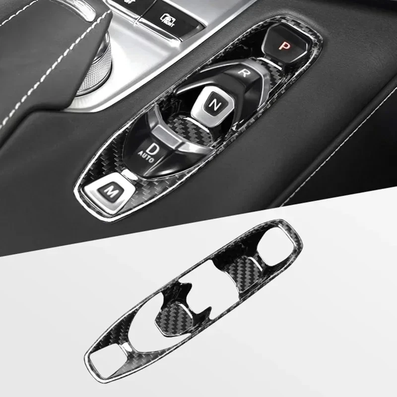 

Для Chevrolet Corvette C8 настоящее сухое углеродное волокно 2020-2023 внутренняя консоль кнопка переключения передач крышка отделка модификация интерьера