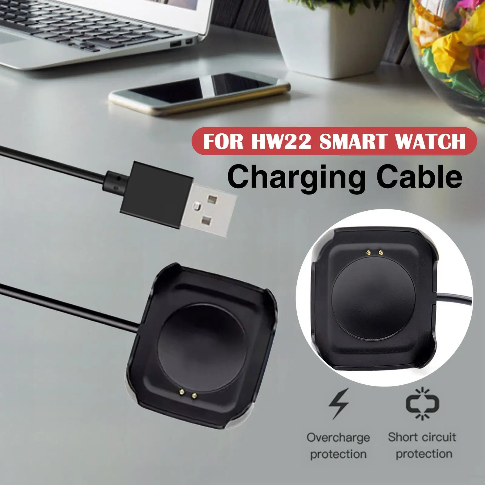 Chargeur magnétique pour montre intelligente, câble de charge USB, adaptateur aste pour HW22, 5V, l'autorisation, C7N4