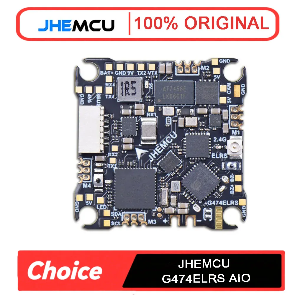 

JHEMCU G474ELRS AIO Flight Controller Built-in 2.4G Receiver OSD 8MB Black Box 1-2S 25x25mm for FPV Freestyle Drone