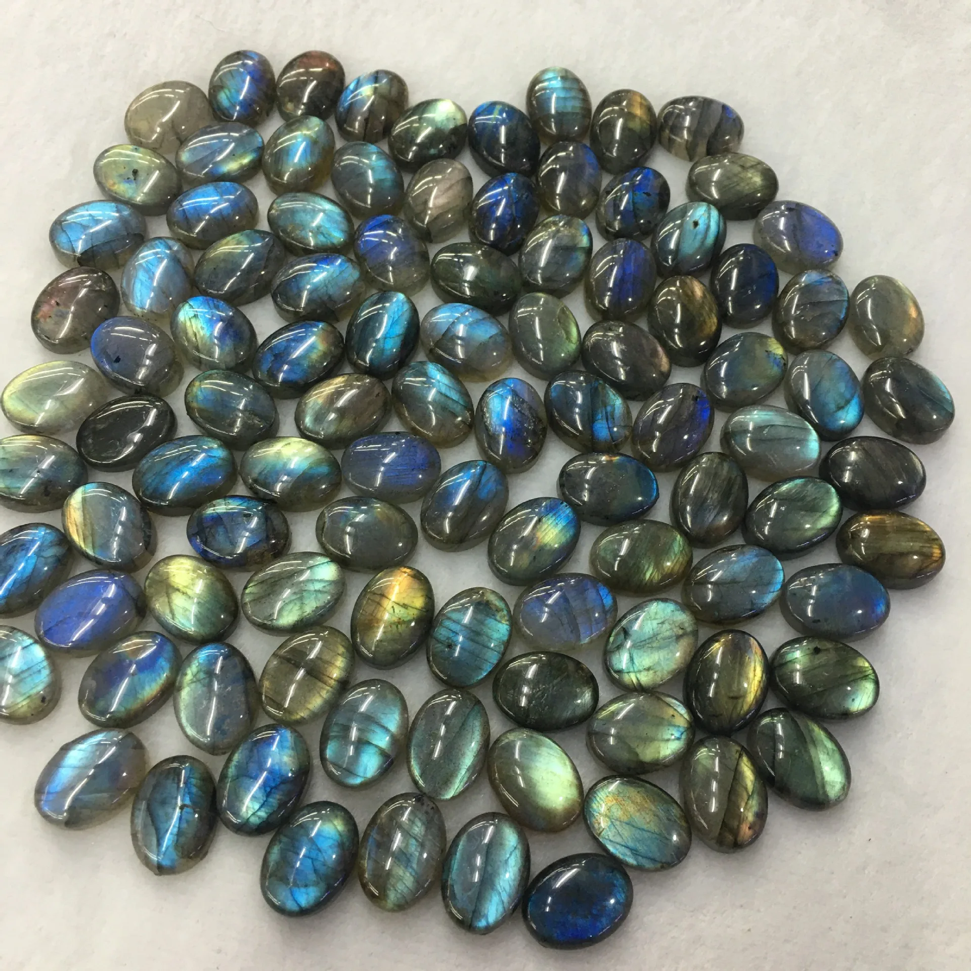 Wholesale 5pcs/pack Natural Rainbow Labradorite Bead Cabochon 12x16mm 13x18mm 15x20mmOval Gemstone Ring Face For Jewelry DIY