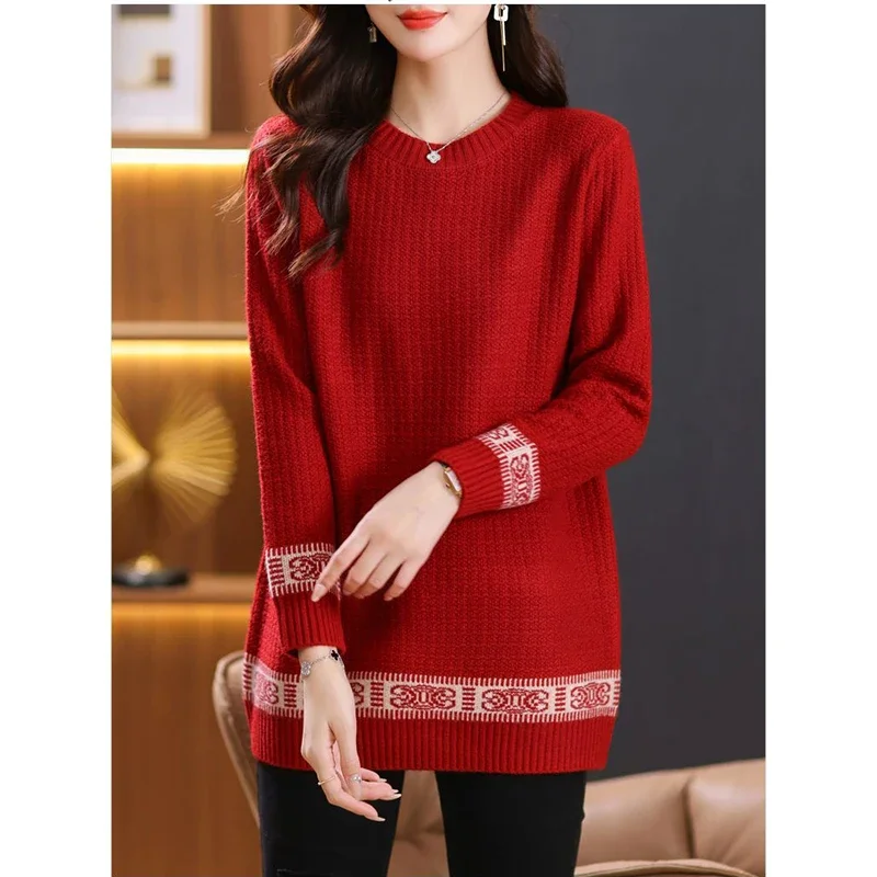 Autumn/Winter 2025 Medium And long Styles Women's Knitting Pullover Sweater Korean Version High-Grade Femme Bottoming Tops ZT166