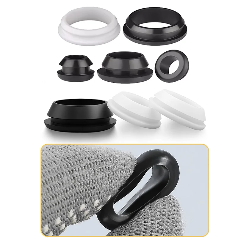 1-5Pcs 5mm-201.5mm Black/White Silicone Rubber Grommet Round Hollow Hole Plug Wire Cable Insulation Protective O-ring Gasket