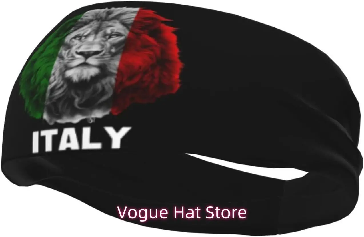 

Italy Italian Flag Lion Sweatband for Men Women Breathable Sports Headbands Unisex Head Band Elastic Exercise Sweat Bands Hairba
