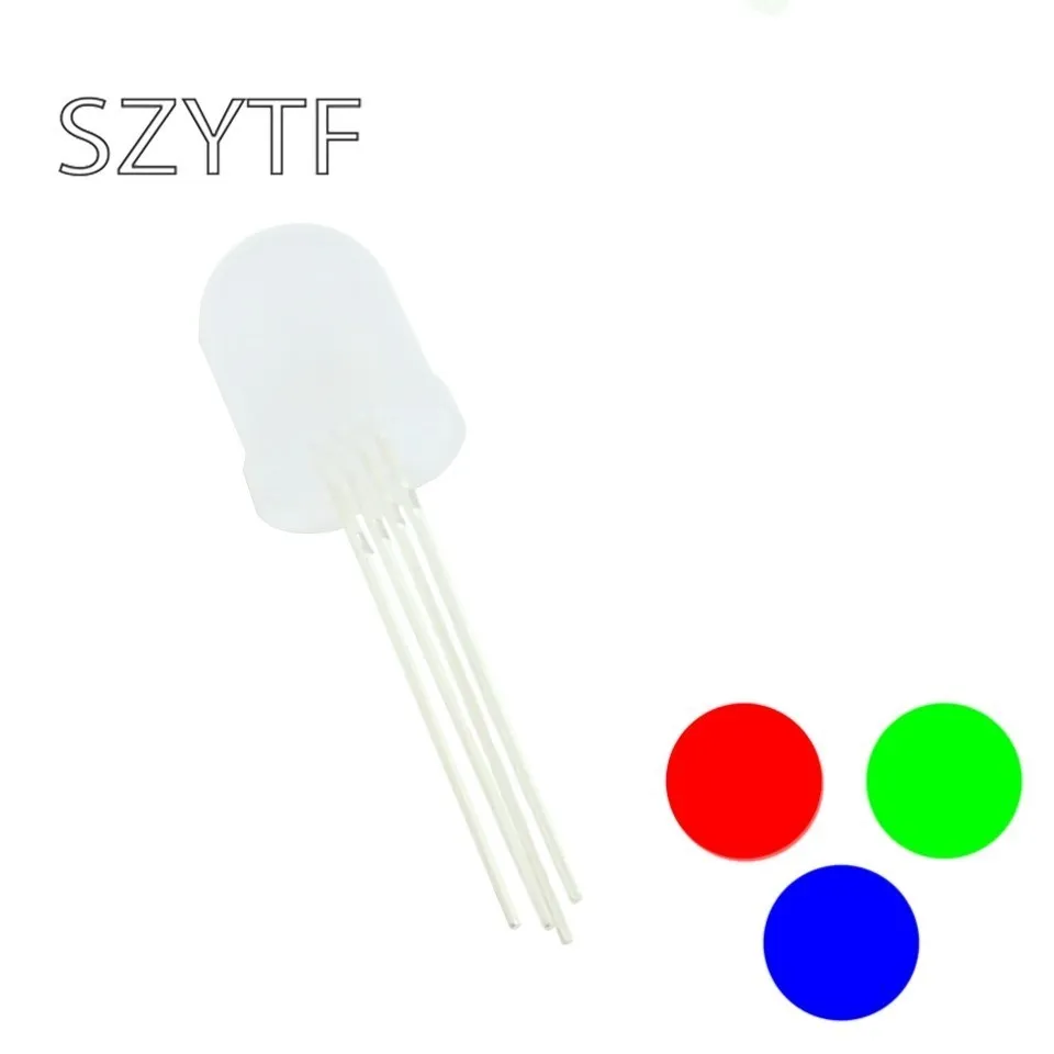 10MM full-color common anode  red, green and blue  RGB legs  fog color LED  super bright  Colorful astigmatism LED