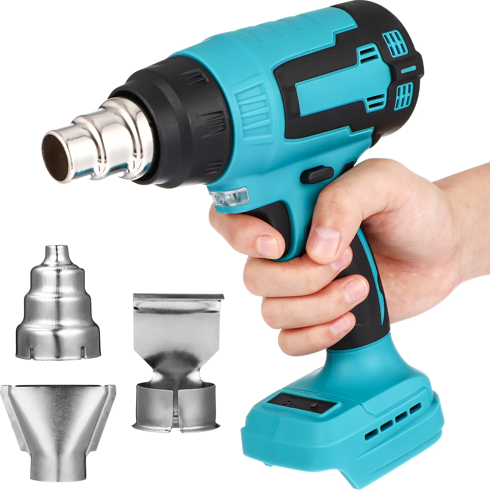 

Hot Air Blower Electric Heater Wireless Car Tinting Gun 4 Nozzles Fast Heating Safe LED Lighting Adjustable Speed Portable Blow