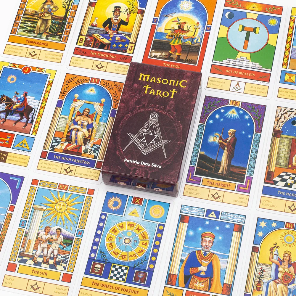 Enhance Your Family Game Night with 78Pcs Masonic Tarot Card English Version Perfect for Board Game Enthusiasts