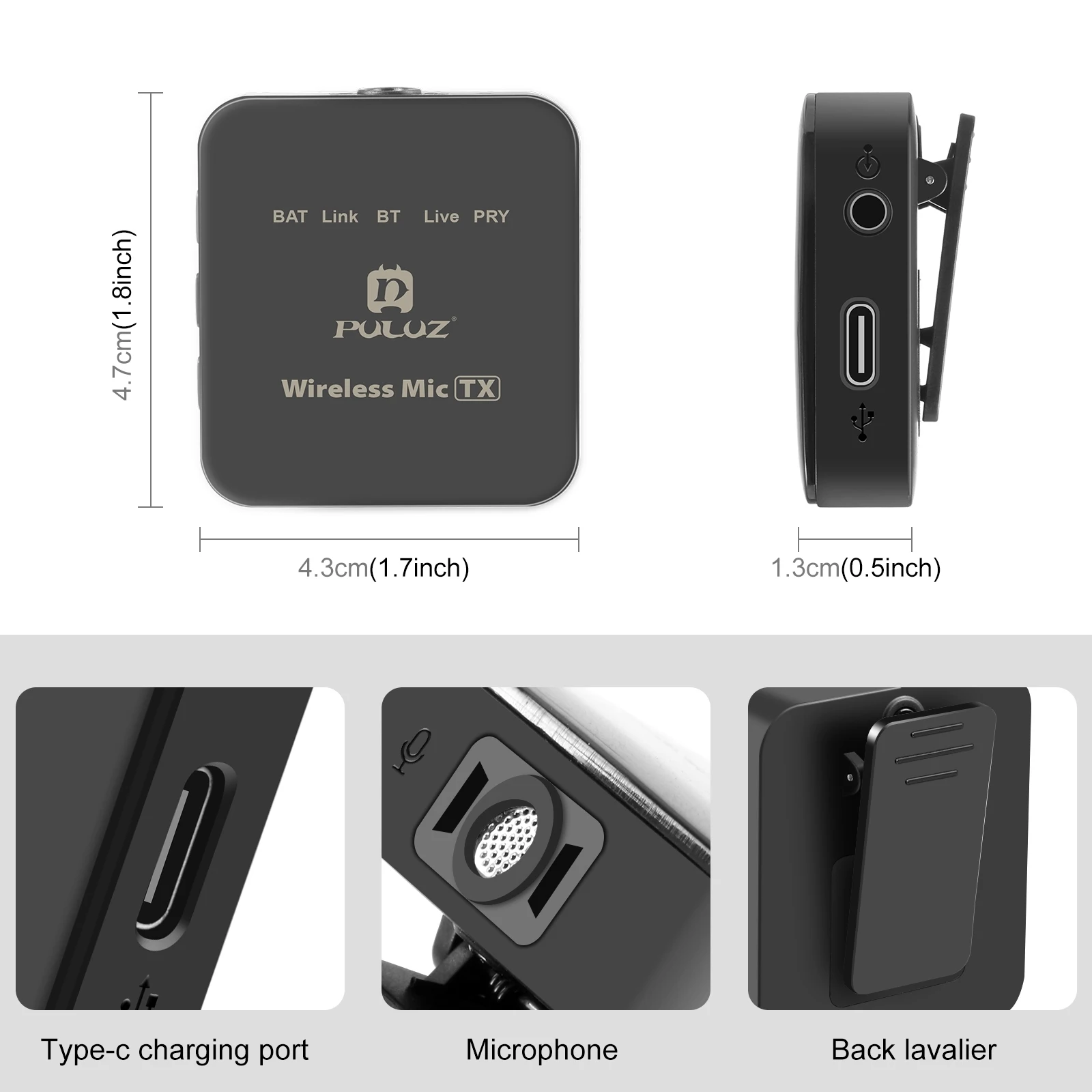 PULUZ-Sistema de micrófono inalámbrico, rango de transmisión de 10M, para teléfonos inteligentes, ordenador portátil, cámara para entrevista en vivo, Vlog