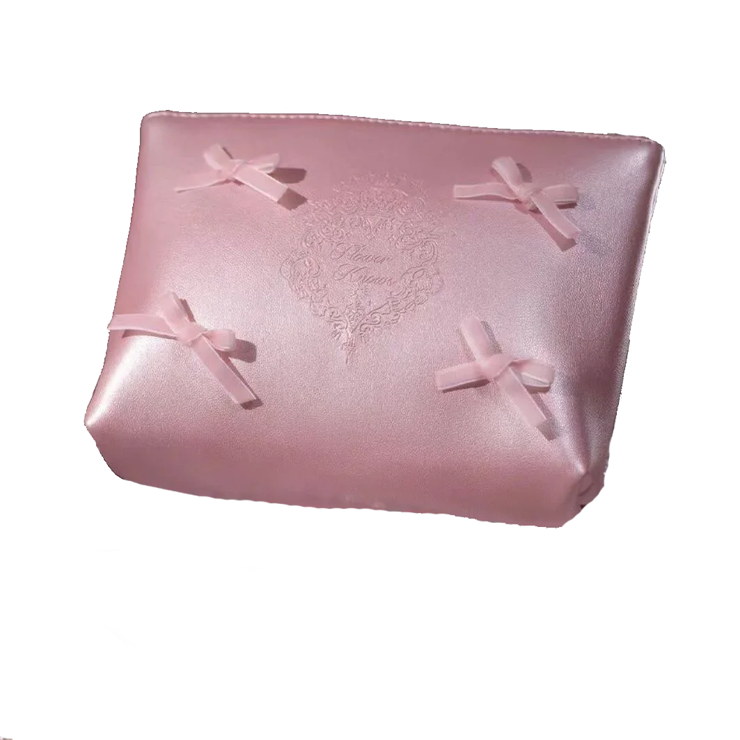 Flower Knows Cosmetic Bag 7th Anniversary Pink Handbag PU Summer Limited Leather Bag Solid Color Small Tote Bag