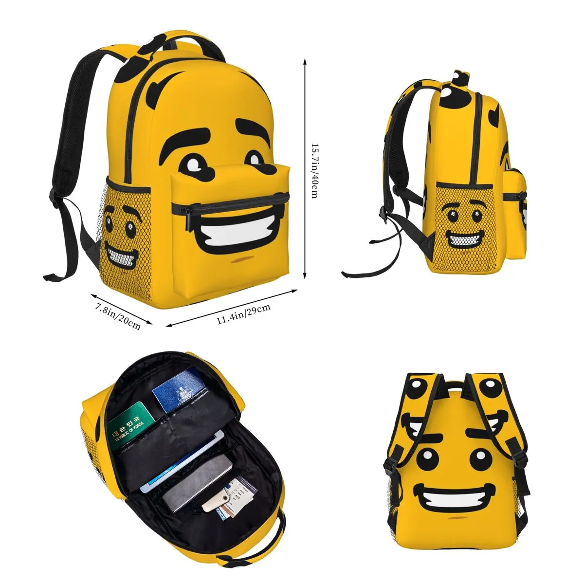 Brick Face - Guy Backpacks Boys Girls Bookbag Children School Bags Cartoon Kids Rucksack Lunch Bag Pen Bag Three-Piece Set