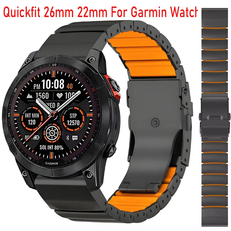 

Титановый ремешок Quickfit 26 мм 22 мм для часов Garmin Fenix 8 7X Pro Tactix 7 EPIX Pro 51 мм Enduro 3 2X Instinct 3 2X 50 мм Correa