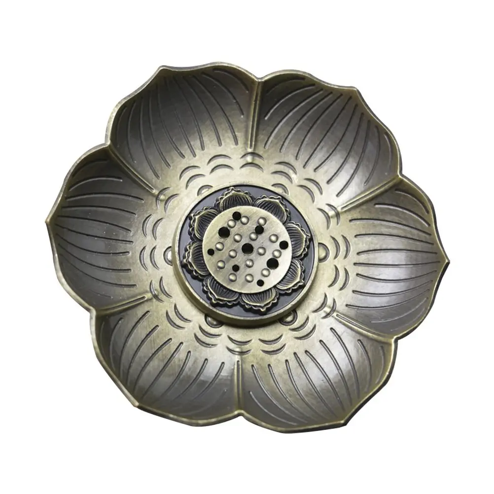 Alloy Incense Burner Dish Plum Blossom Nine Holes Retro Design Incense Stick Holder Tray Home Decoration Meditation Helper