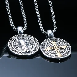 Vintage Christian Exorcist Priest Saint Benedict Cross Necklace Men Women Catholic Religious Lucky Jewelry