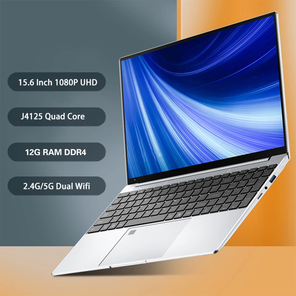 Intel-j4125ラップトップ,15.6インチラップトップ,12GB RAM,テラバイト/1テラバイト/512GB/256GB/128GB Windows 10 11 Pro,1920x1080,hdmi,5g,wifi,ネットブック