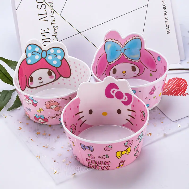 

Sweet Hello Kitty My Melody Anime Kawaii Sanrio Ins Fashion Children Bowls Cute Cartoon Rice Soup Bowls Household Tableware Toys