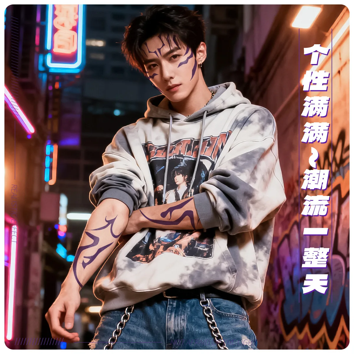 K-Pop شيطان الوشم المؤقت الصيادين رومي جينو تأثيري هالوين ساجا بنين الوشم حفلة البرق ماكياج الوجه ديكور ملصقات