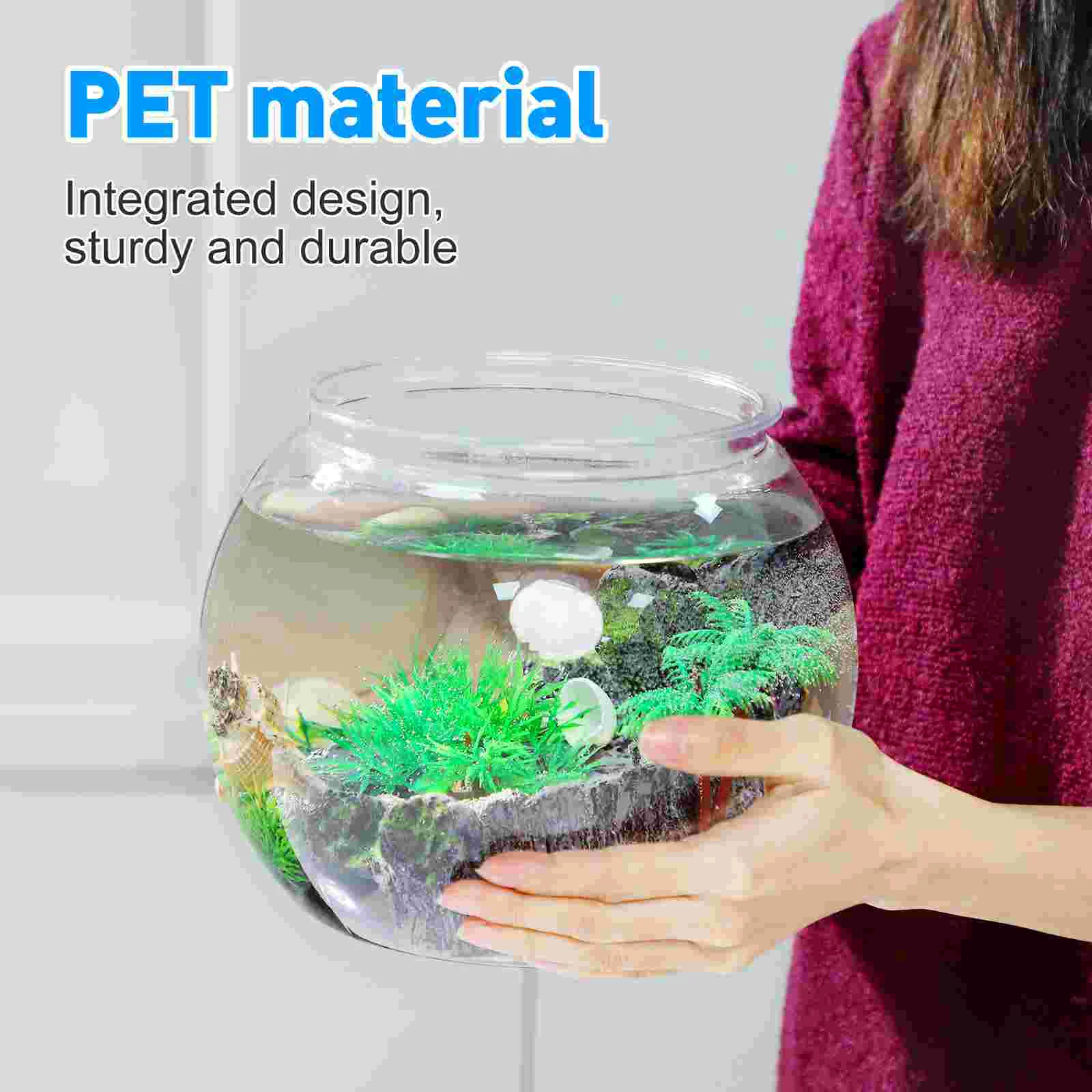 Small Aquarium Ornamental Fish Tank Goldfish Anti-falling Plant Storage Pot Office for Desktop