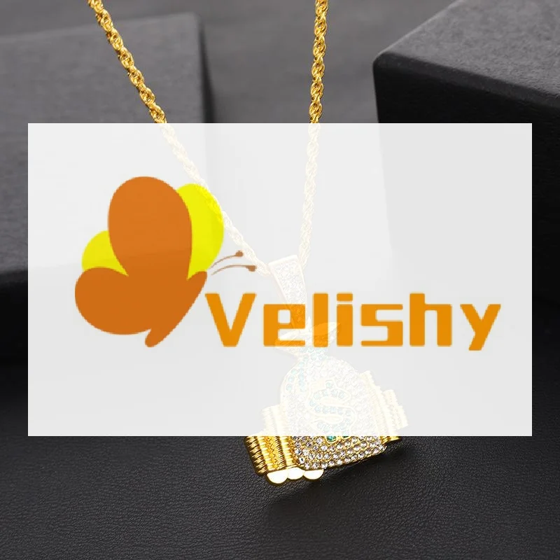 Hip Hop Ice Out Dollar Money Bag Necklace Shiny Cubic Zirconia Wallet Pendant For Men Women Hip Hop Rock Rap Cool Jewelry