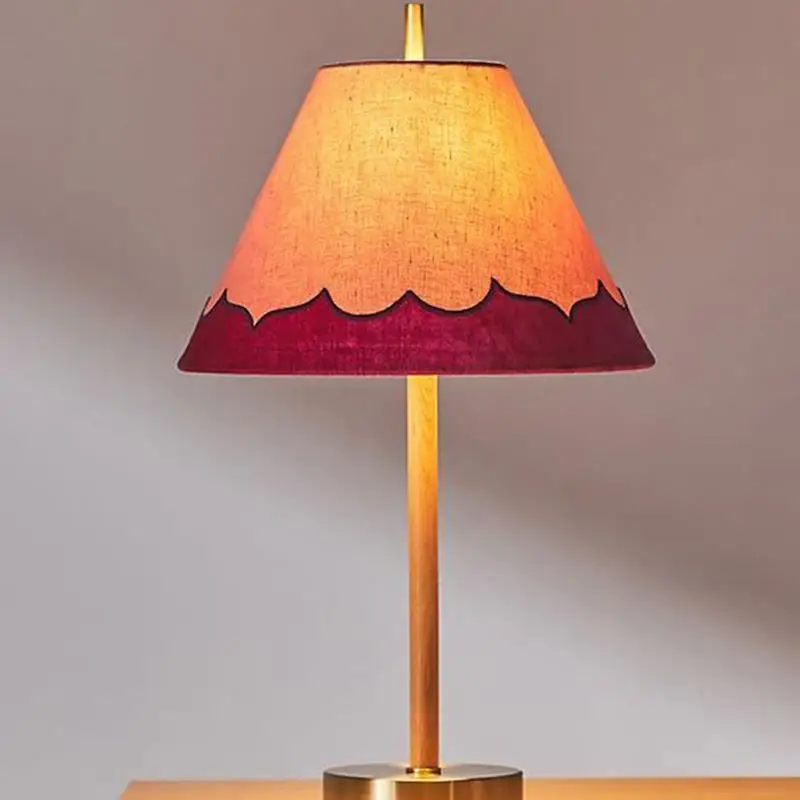 Simple personality solid wood fabric creative desk lamp living room bedroom