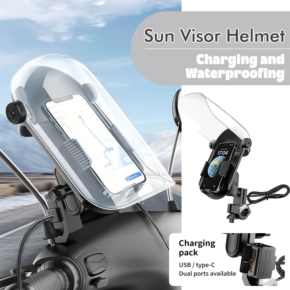 Electric Bike Phone Mount with Sunshade, Rain Protection, UV Protection Delivery Riding Motorcycle Sun Visor Phone Holder - view 4