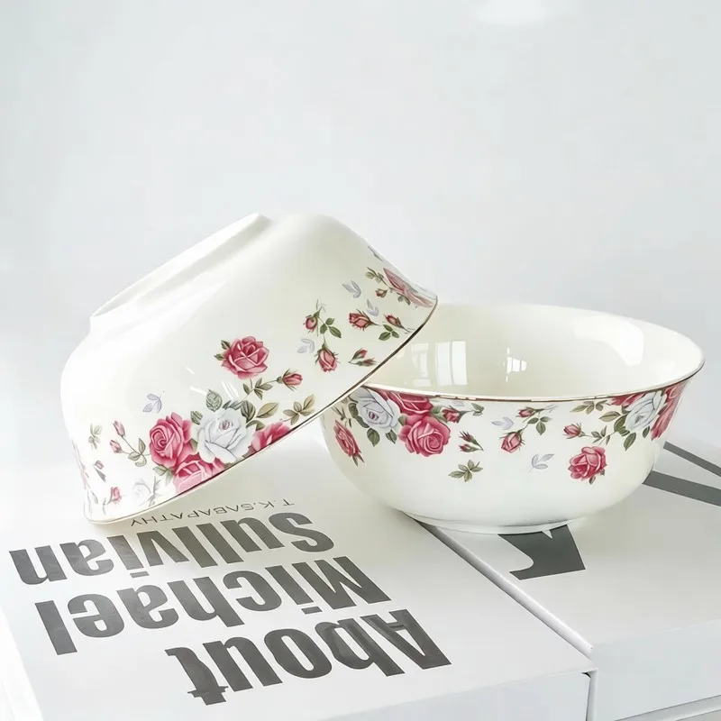 4pcs, 6inch, bone china ramen bowl, pretty bowl, porcelain bowl, ceramic tableware, lunch box, cute bowl, cereal bowl, for food