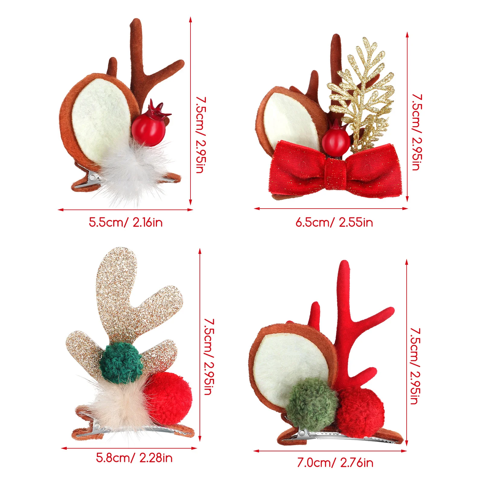 قرن الوعل حزب كليب مشبك الشعر مقاطع لطيف عيد الميلاد دبابيس الشعر عطلة حزب الشتاء إكسسوارات الشعر المشابك