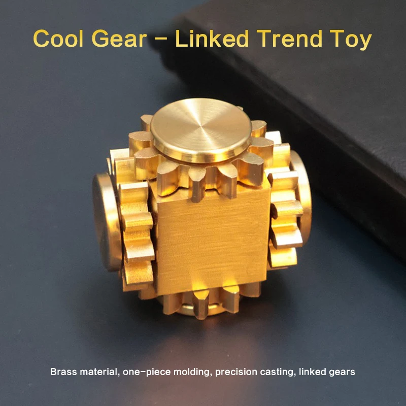 Edc mão-manivela girador de bronze engrenagem-distida dedo girador adulto tdah alívio do estresse brinquedo escritório alívio do estresse brinquedo presente