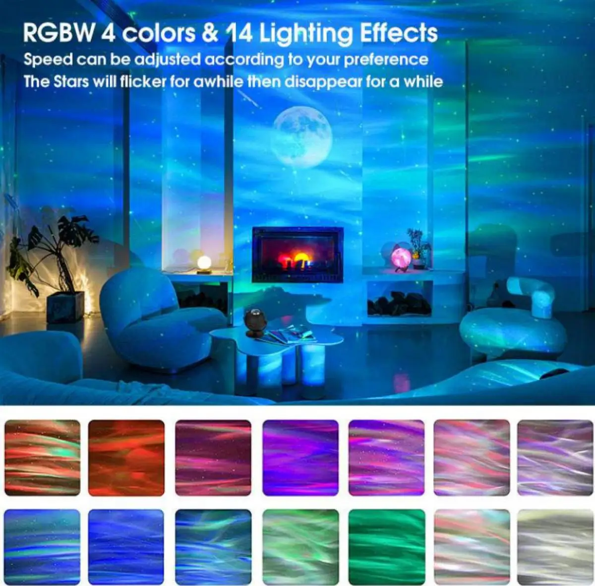 Galaxy Projector Smart Aurora Moon Projector Starry Sky Night Light Music Rhythm App Control Lamp for Bedroom Kids Birthday Gift