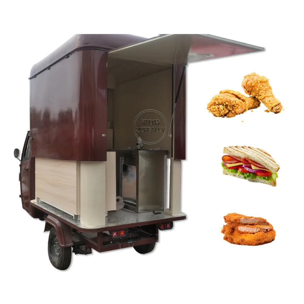 ในสต็อก MINI รถบรรทุกอาหาร Trailer Street เบียร์บาร์ไอศกรีมชาฟองกาแฟรถเข็นหยอดเหรียญ Kiosk Van ผู้ใหญ่รถสามล้อไฟฟ้า