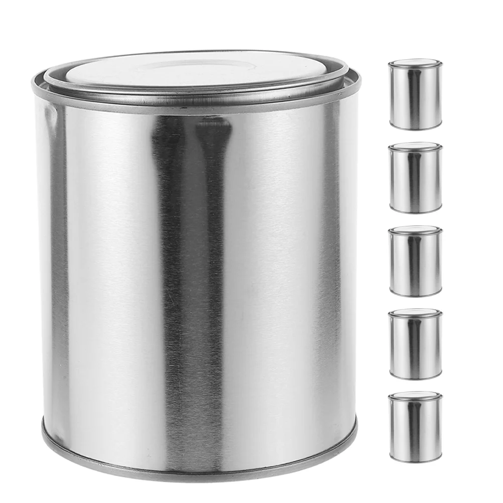 

6 Pcs Asphalt Barrel Pitch Can Drum 1200X1080X1080CM Empty Painting Storage Container Pigment Silver Cans