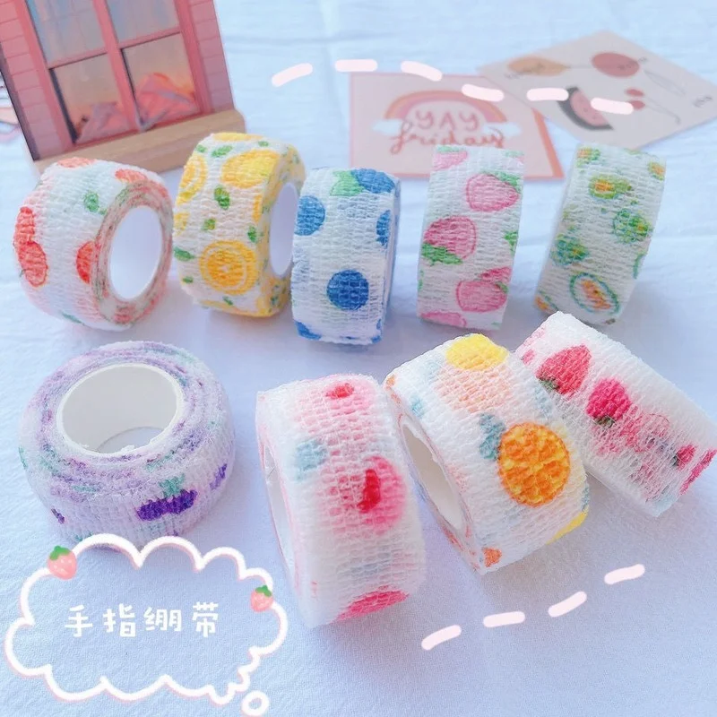 1ม้วน2.5*450ซม.ยืดหยุ่นเทปกีฬาผ้าพันแผลนิ้วมือ Kawaii Band Aid First Aid Kit medical