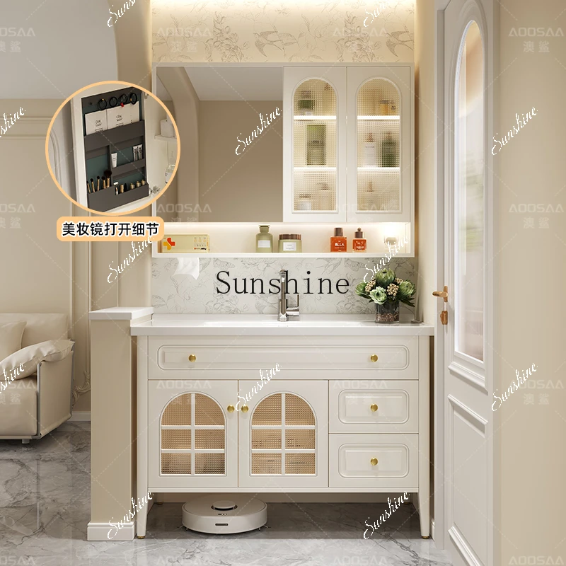 مجموعة خزانة حوض غسيل الحمام الفرنسية الرجعية مع أرجل أرضية من النوع FT #1