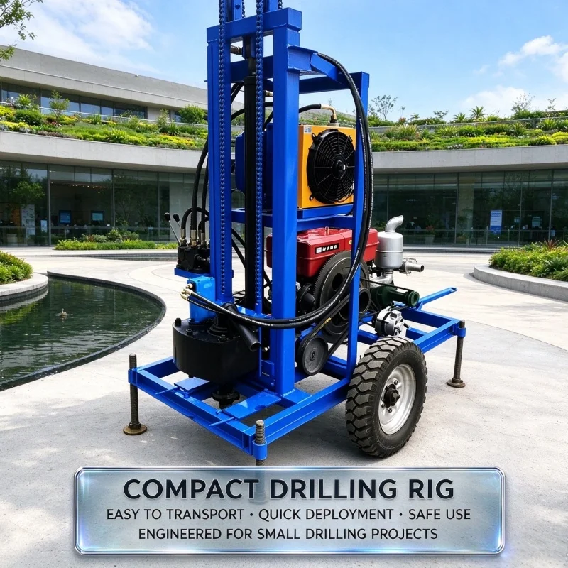 Customized 22-25HP Diesel Hydraulic Crawler Water Well Drilling Rig with Stabilizing Outriggers for Soft & Hard Formations