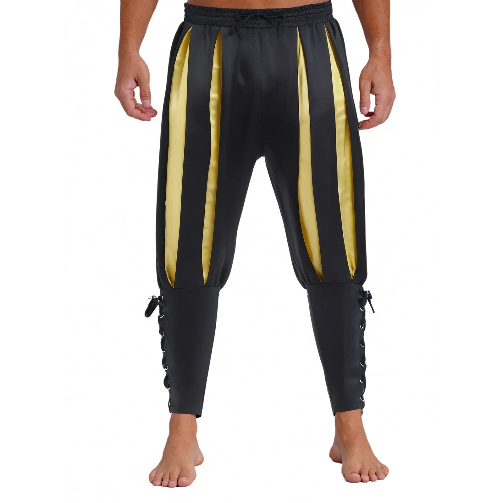 

Men Viking Navigator Pirate Halloween Costume Harem Pants Elastic Waist Ankle Banded Trousers Renaissance Cosplay Dress Up