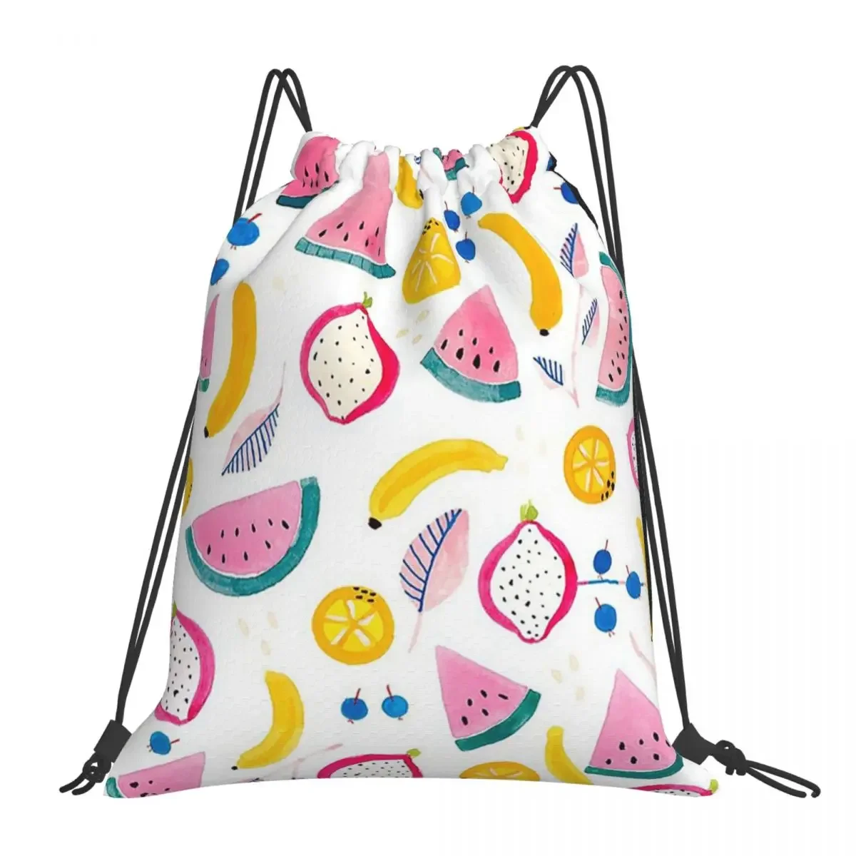 

Fruit Salad Backpacks Casual Portable Drawstring Bags Drawstring Bundle Pocket Sundries Bag BookBag For Travel Students