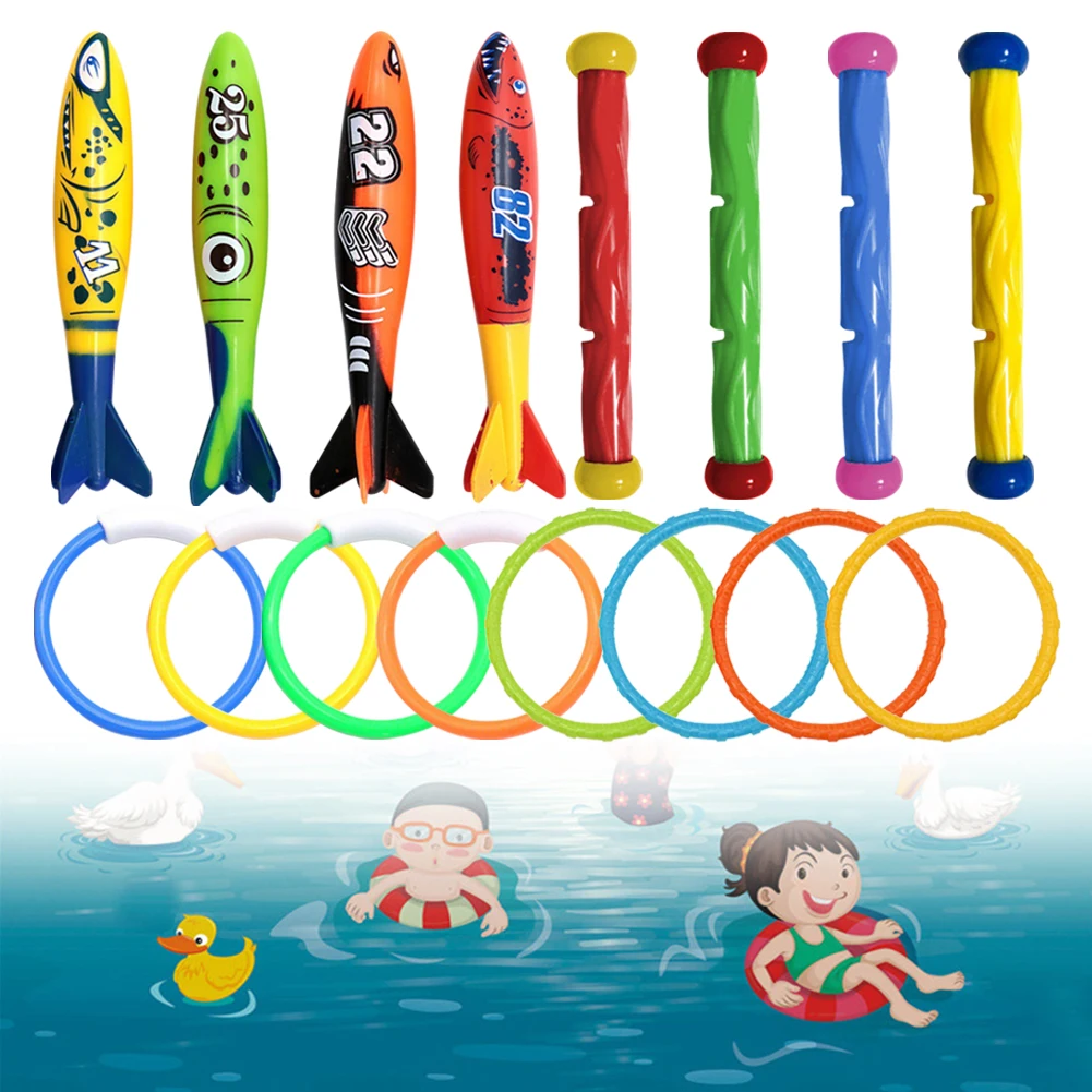 

4pcs Summer Pool Diving Toys Underwater Swimming Rings Sinking Pool Toy Water Grass Ring Dolphin Kids Swimming Pool Diving Rings