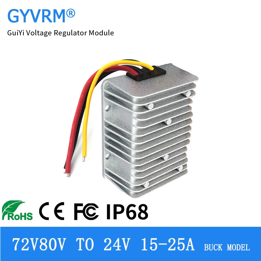 

DC-DC Step Down 80V 72V to 24V 15A 20A 25A Buck Model 30-96V to 24V 25A 600W Power Conventer Waterproof Enlarged Aluminum Shell