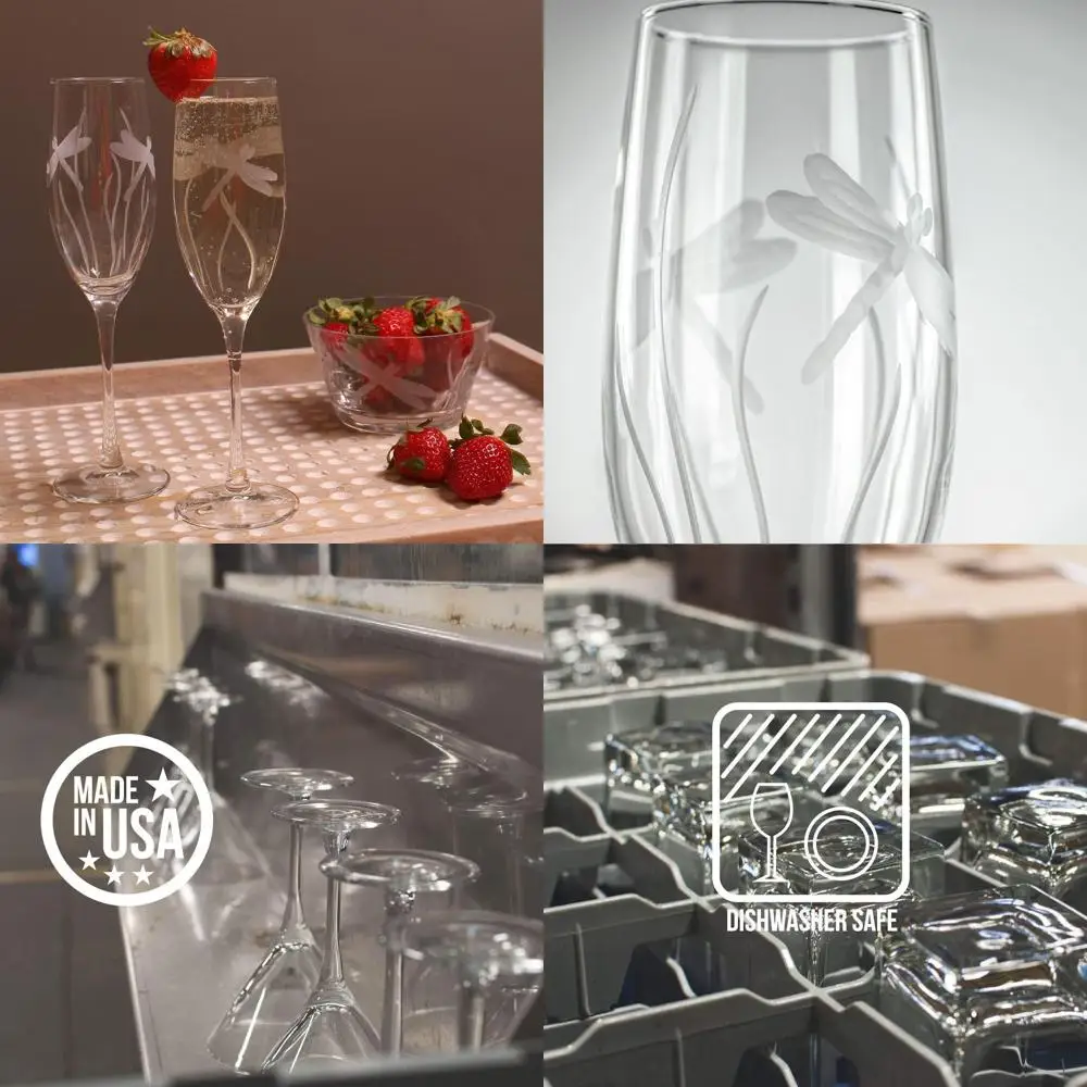 

8-Ounce Toasting Lute Glasses Set of 4 - Lead-Free, Etched, Handcrafted in USA