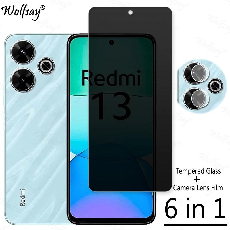 Privacy Screen Protector For Xiaomi Redmi 13 Anti-Spy Tempered Glass For Redmi 13 4G Camera Glass For Redmi 13 Glass 6.79 inch