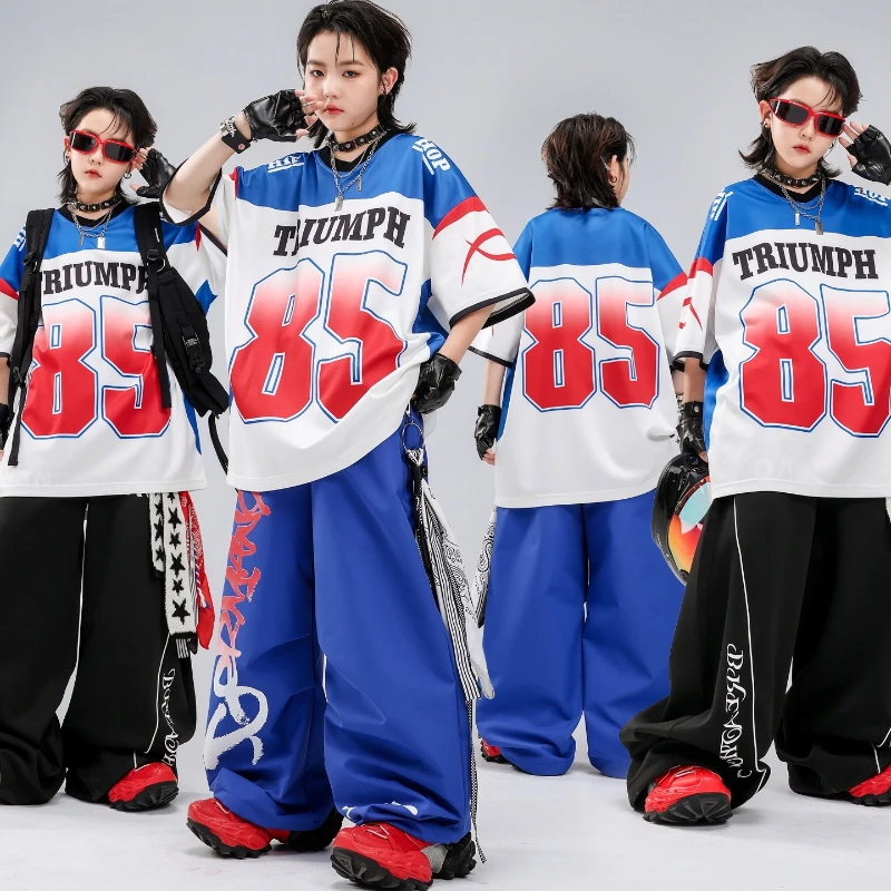 

Boys K-pop Stages Clothes Street Jazz Outfits Cool T Shirt Group Music Festival Jazz Dance Competition Sets Runway Show Wear