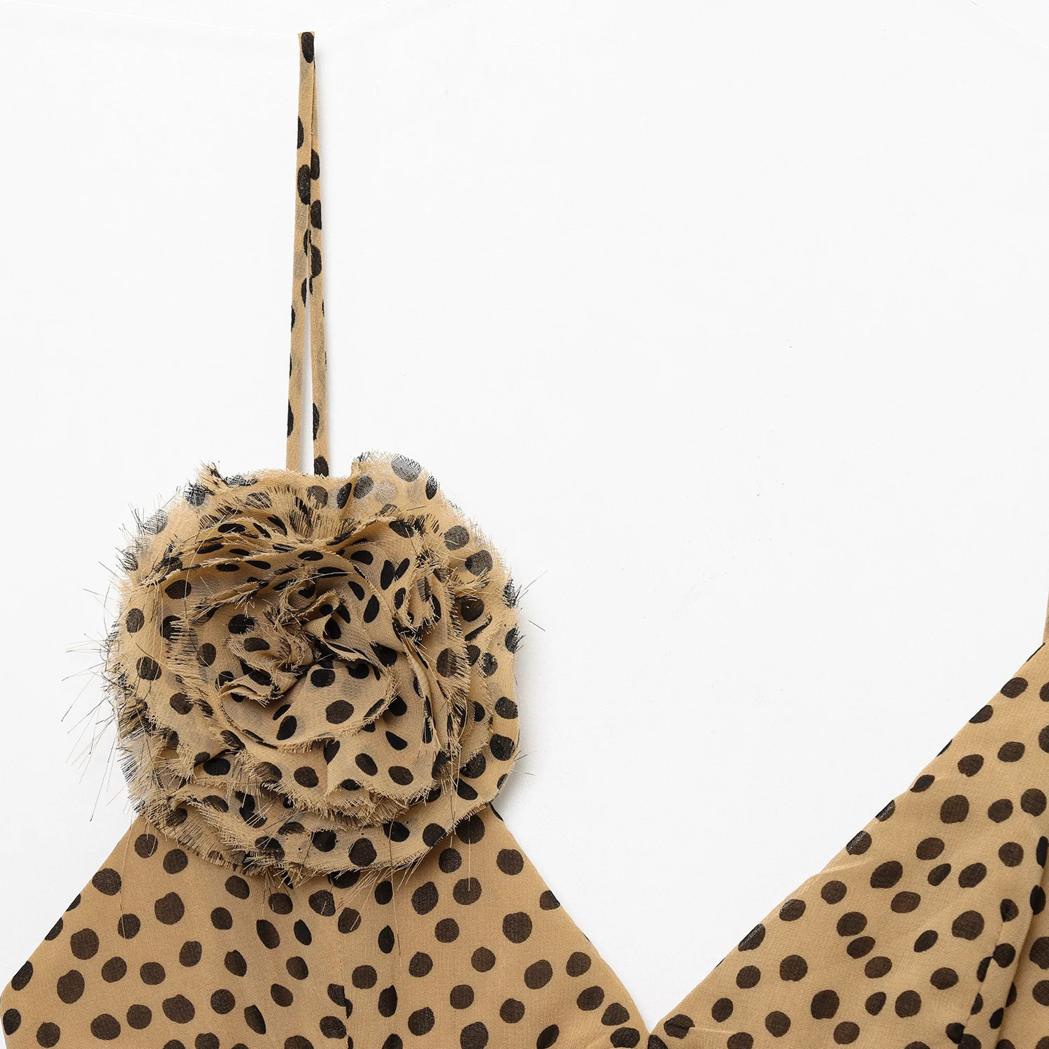 JNLEAOG printemps nouveau Faionable Floral décoré à pois Long Dr femmes Sle décontracté v-ne Svel fibre de Polyester