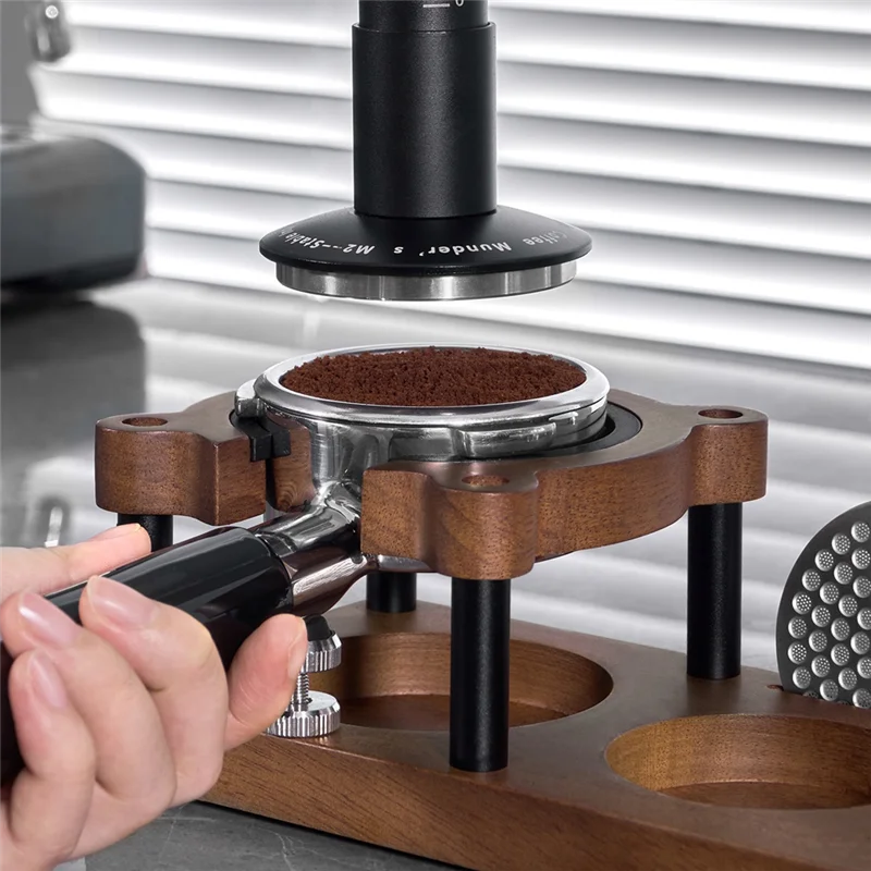 ABRG-Basis untuk Bubuk Kopi 51/53/58 Mm Pegangan Mesin Kopi Tamper Kain Bubuk Palu Rak Penyimpanan Kayu Solid